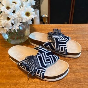 Tory Burch Terry Cloth Towel Crossover Birkenstock Slide